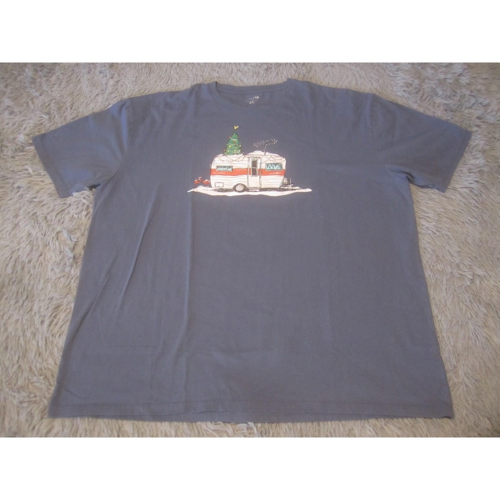 Christmas Camper Shirt Mens 3XL Gray RV Trailer Graphic Tee Holiday Camping